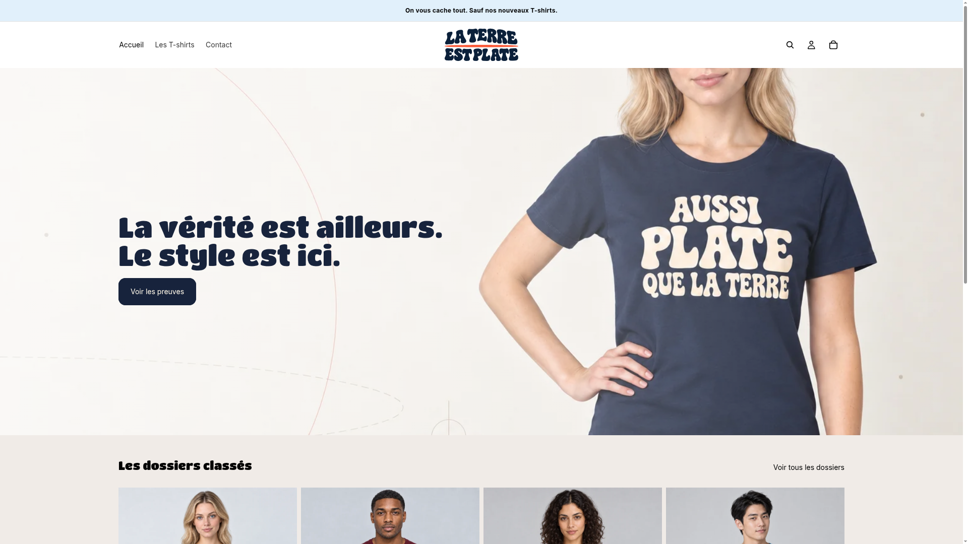 Page d’accueil de la boutique La Terre est Plate